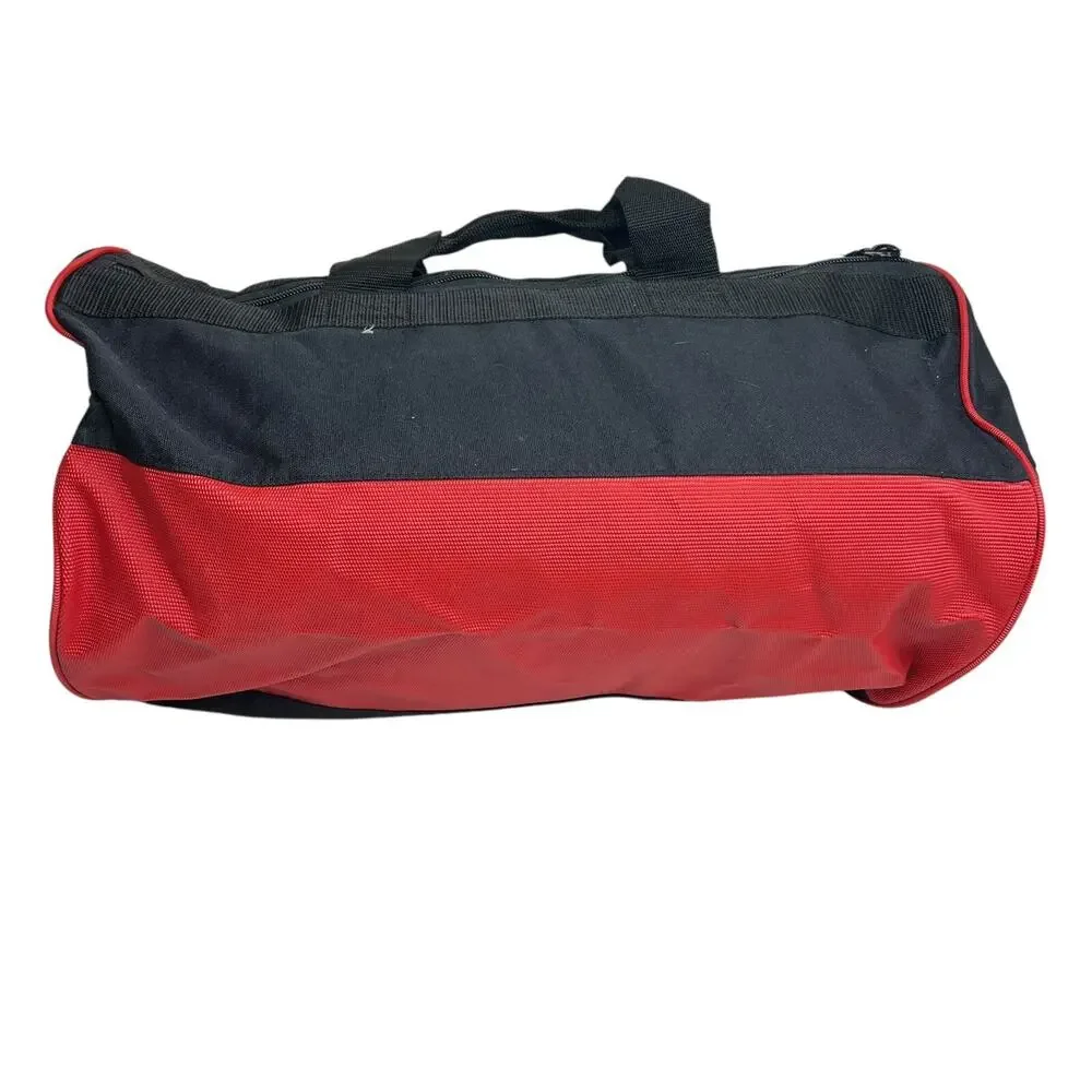 Nautica Competition Vintage 90s Round Zip Top Duffle Gym Bag Black Red